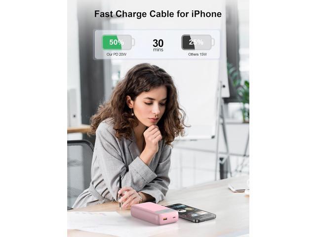 27000mAh Portable Charger,Power Bank with Built in Cable for iPhone 16/15 Series, USB-C Input-Output Fast-Charging LED Display Battery Pack,Travel...