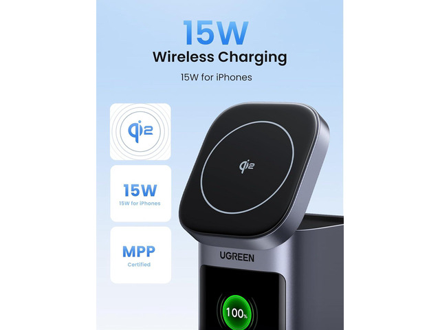 UGREEN Nexode Power Bank 20000mAh 145W PD 3.0 Portable Charger 72Wh Qi2 Certified 15W Wireless Fast Charging Magsafe Battery Pack 2C1A with TFT...
