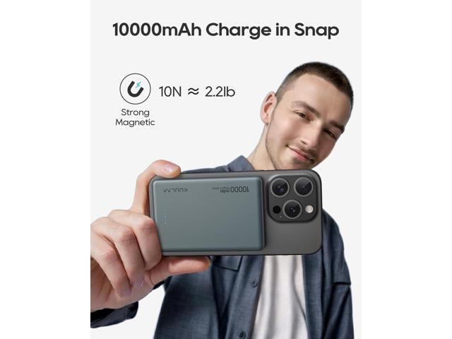 Kuulaa Magsafe Battery Pack 0.47'' 10000mAh Slim Magnetic Portable Charger Power Bank Support USB C PD 20W Fast Charging, Compatible with iPhone 16...