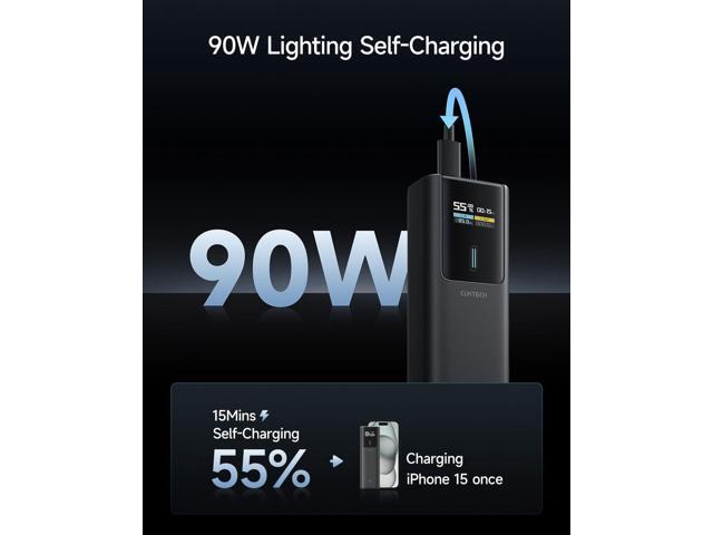 CUKTECH 100W Power Bank, 10000mAh Portable USB C Charger with Smart TFT Display, PD3.0 Fast Charging Compatible iPhone 16/15 Series, Samsung Galaxy...