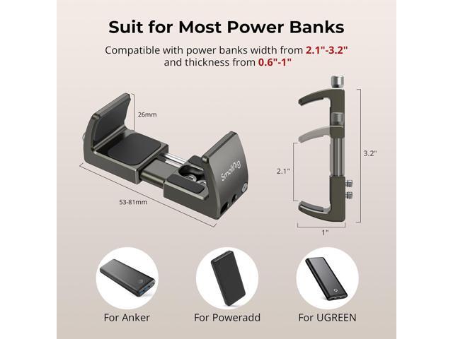 SmallRig Power Bank Holder, Power Bank Clamp Mount for Camera, Compatible with Width Range 2.1'3.3' and Thickness Range 0.6'1' Power Banks2790