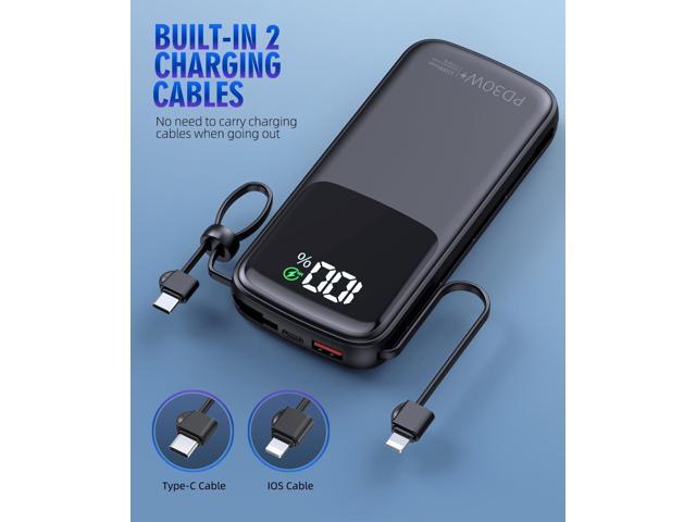 UYAYOHU Portable Charger, Power Bank, 15000mAh Battery Pack Fast Charging Lightweight, Built-in AC Wall Plug and 2 Output Cables with LED Display...