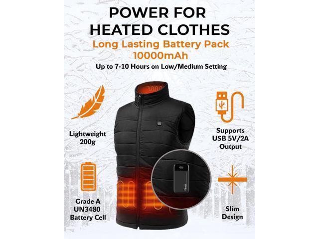 Vida IT Long Lasting Power Bank Battery Pack for Heated Jacket Vest Scarf Coat 10000mAh DC USB Portable Charger for iPhone Samsung Phones with LED...