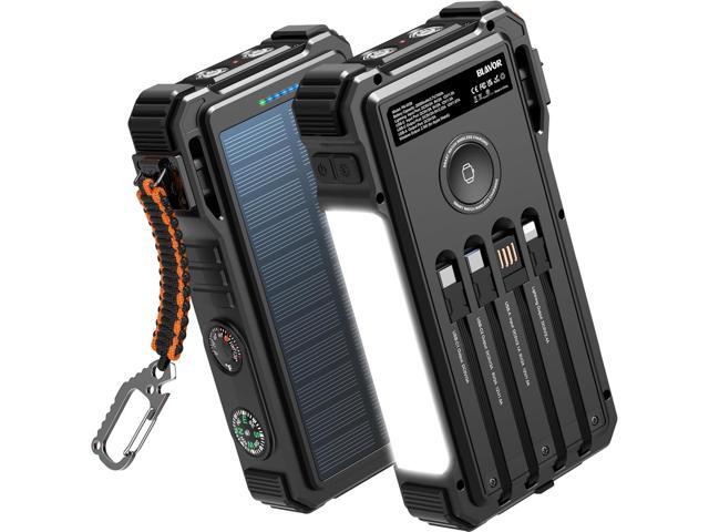 BLAVOR Solar Power Bank 20000mAh/74000mWh Built-in Cables, Wireless Charger for Apple Watch, 20W Fast Charging Battery Pack with USB C, Flashlight,...