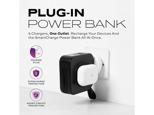 STATIK SmartCharge 5-in-1 Travel Power Bank with Wall Plug & Built in USB C Cables, 10000mAh International Travel Essentials & European Portable...