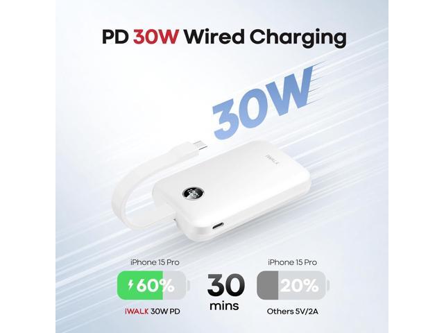 iWALK Magnetic Power Bank 10000mAh, 30W Wireless Portable Charger with Fast Charging USB-C Cable,Qi2 Certified 15W Battery Pack with LED Display...