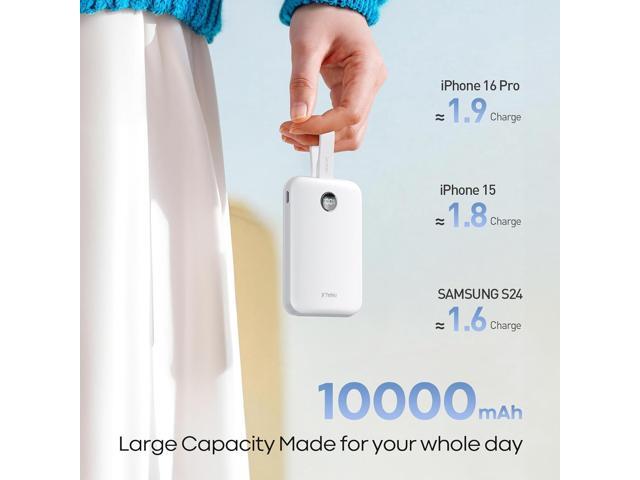 iWALK Magnetic Power Bank 10000mAh, 30W Wireless Portable Charger with Fast Charging USB-C Cable,Qi2 Certified 15W Battery Pack with LED Display...