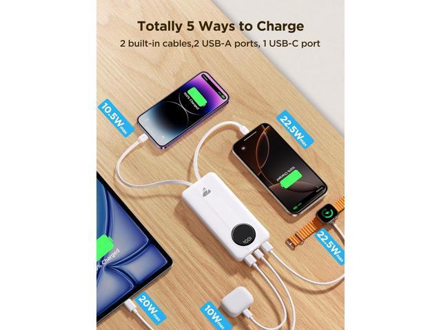 Aioneus Power Bank, 10000mAh Portable Charger with Built in Cables Fast Charging 22.5W USB-C in/Out Slim Travel PowerBank Battery Pack for iPhone...
