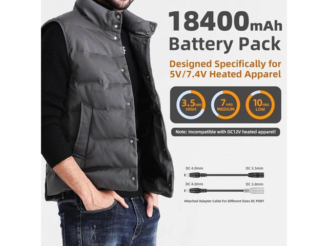 ./ Heated Vest Battery Pack for ORORO, for Venustas, Power Bank with LED Display and 2 Adapter Cables for Heated Vests, Jackets, and Hoodies