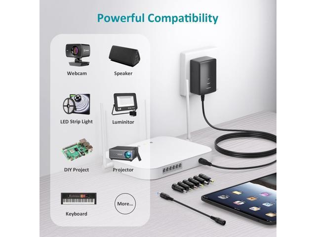 9V 3A 2.5A 2A 1A AC DC Power Adapter 27W 9V 3000mA 2500mA 2800mA Power Supply Cord Wall Charger for 9 Volt Electronics 3Amp Max