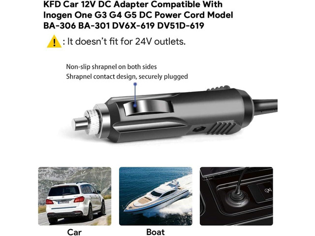 KFD DC Adapter for Inogen One G3 G4 G5 Model BA-301 BA-503 BA-306 BA-303 12V Auto Vehicle Boat RV Camper 12V Car Charger Inogen Rove 6 Oxygen...