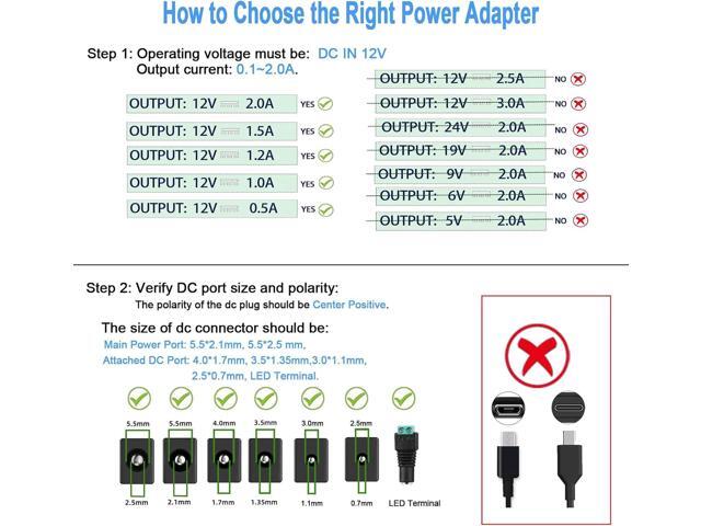 TKDY 12V 2A DC Power Supply AC Adapter with Switch, 100-240Vac to DC 12 Volts 2 Amps 24W Transformer, fit for Output DC12V 0.1~2000mA 1A 1.5A 2A...