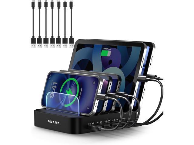 MSTJRY Charging Station for Multiple Devices: 5 Port Multi USB-A Charger Stations Multi-Device Organizer Charging Dock Designed for iPhone iPad...