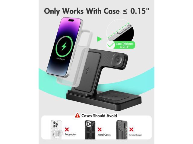 Wireless Charger iPhone Charging Station: 3 in 1 Charger Stand Multiple Devices for Apple - iPhone 16e 16 15 14 Pro Max 13 12 11 - Watch 10 9 8 7 6...