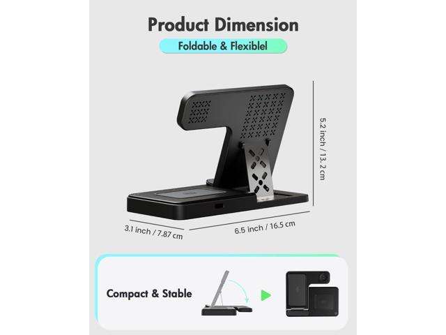 Wireless Charger iPhone Charging Station: 3 in 1 Charger Stand Multiple Devices for Apple - iPhone 16e 16 15 14 Pro Max 13 12 11 - Watch 10 9 8 7 6...