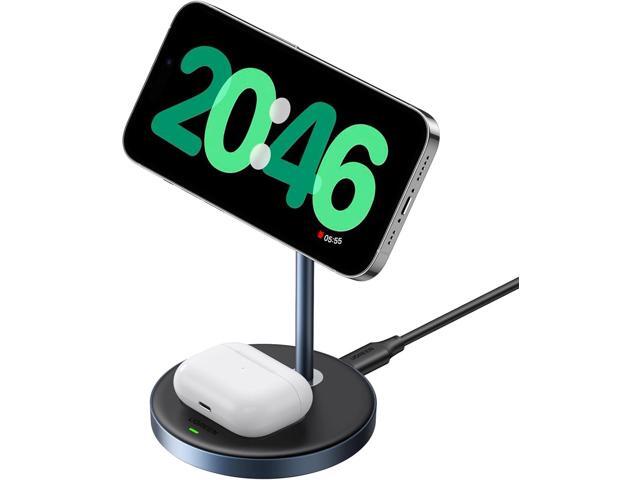 UGREEN MagFlow 2-in-1 Magnetic Wireless Charging Station, Fast Wireless Charger for iPhone 16 15 14 13 12 Series and AirPods, MagSafe Compatible Qi...