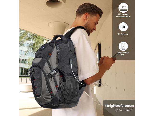 Swissdigital Design Laptop Backpack with USB Charging Port, Travel Backpack Fits 15.6 inches Computer, 31L College School Backpack for Men,...