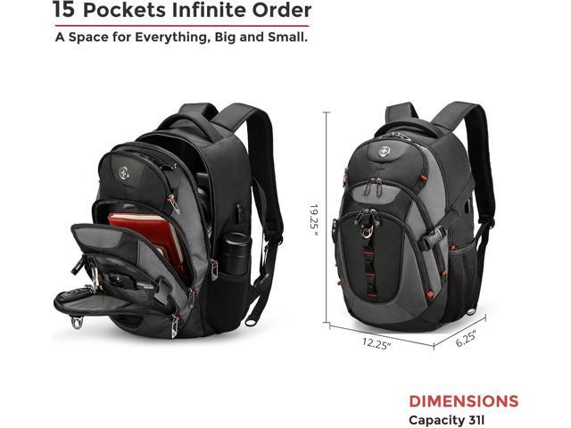 Swissdigital Design Laptop Backpack with USB Charging Port, Travel Backpack Fits 15.6 inches Computer, 31L College School Backpack for Men,...
