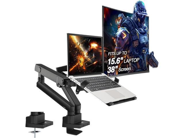 AVLT Laptop and Monitor Arm - Mount 15.6' Notebook and 38' Monitor on 2 Full Motion Adjustable Arms - Organize Your Work Surface with Ergonomic...
