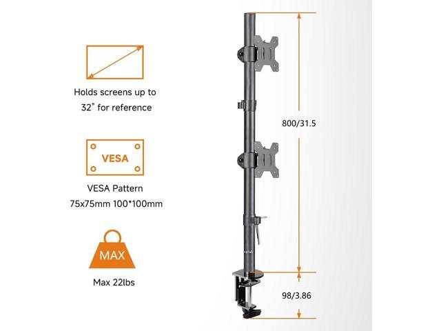 Bracwiser Dual Vertical Fully Adjustable Monitor Arm Stand Mount Fits Two Screen 13-32 inch 22lbs for Monitor Computer Screen 13 15 17 19 20 22 23...
