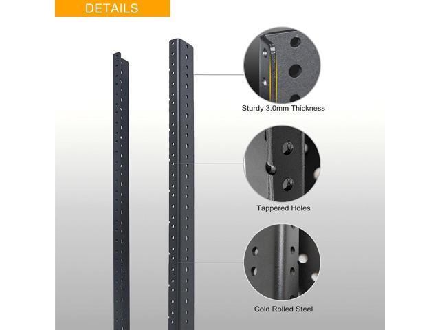 RIVECO 2 PCS 6U Rack Rails, Tapered Holes Rack Mount Rails for Recording & Network Wooden Cabinet Mounting, 3.0 mm Thickness Steel Heavy Duty,...