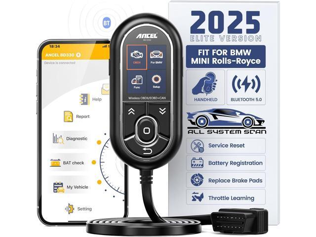 (Upgraded BD310 for BMW) ANCEL BD330 OBD2 Scanner Bluetooth, 3-in-1 Battery Registration Scan Tool, Check Engine Light Code Reader for iOS &.