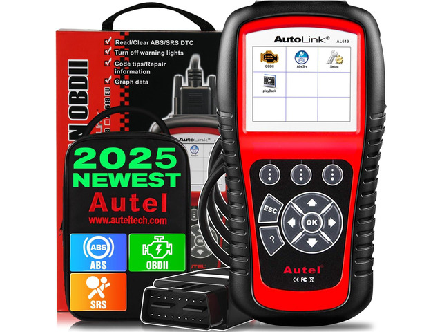 Autel AutoLink AL619 OBD2 Scanner 2025 ABS/SRS/CAN Diagnostic Tool Read/Erase Codes, Check Engine Light, OBDII Live Data & DTC Library ...