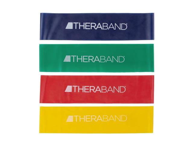THERABAND Resistance Band Loop Set, Pack of 4, 12 Inch Band Loop Kit for Legs & Butt Workouts, Beginner to Advanced Levels for Exercise, Rehab,...