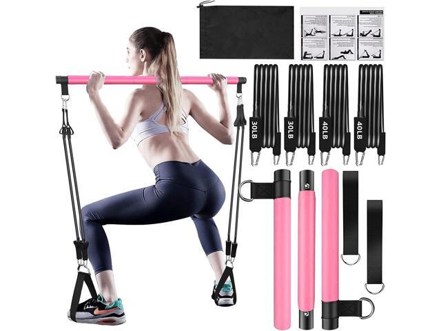 Pilates Bar Kit with Resistance Bands,Pilates Bar with Stackable Bands Workout Equipment for Legs,Hip,Waist and Arm,Exercise Fitness Equipment for...