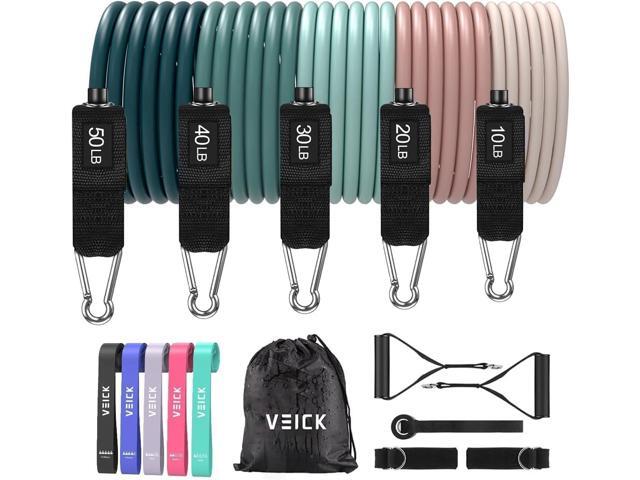 VEICK Resistance Bands, Exercise Bands for Working Out with Handles, Elastic Workout Bands for Men Women, Exercising Bands for Strength Training.