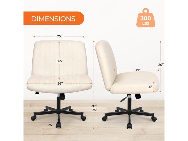 Orange Factory Criss Cross Chair Wheels Wide Cross Legged Office Desk Vanity Chair Comfy Fabric Armless Adjustable Swivel for Home Computer Task...
