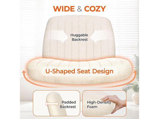 Orange Factory Criss Cross Chair Wheels Wide Cross Legged Office Desk Vanity Chair Comfy Fabric Armless Adjustable Swivel for Home Computer Task...