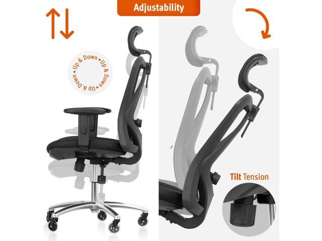 Duramont Ergonomic Office Chair - Adjustable Desk Chair with Lumbar Support and Rollerblade Wheels - High Back Chairs with Breathable Mesh - Thick...