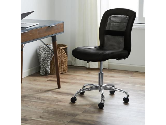 Serta Essential Armless TaskChair, Small Desk Chairs with Wheels, Breathable Mesh Back and Faux Leather, Quality Foam Cushion Seat for Comfort,...