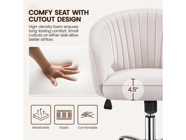 Yaheetech Cute Desk Chair Velvet Vanity Chair with Wheels Home Office Upholstered Modern Swivel Armchair with Tufted Barrel Back for Study, Vanity,...
