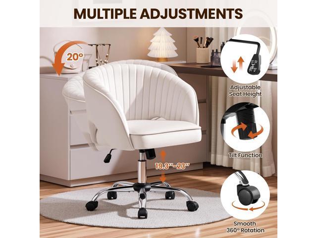 Yaheetech Cute Desk Chair Velvet Vanity Chair with Wheels Home Office Upholstered Modern Swivel Armchair with Tufted Barrel Back for Study, Vanity,...