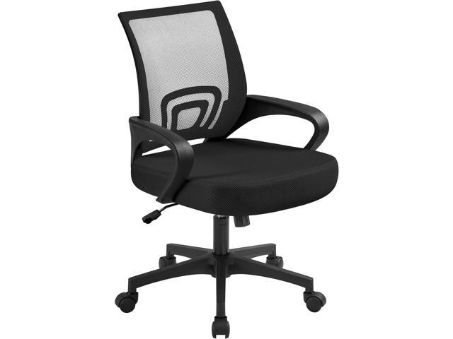 Yaheetech Home Office Modern Desk and Chair Set Computer Desk w/Drawer & Shelves with Ergonomic Mesh Height Adjustable Office Chair