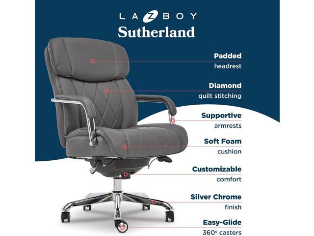 La-Z-Boy Sutherland Ergonomic Bonded Leather Swivel Computer and Desk Chair, Gray (CHR10048B)