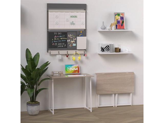 4NM 31.5' Small Folding Desk, Foldable Computer Home Office Desk, Study Writing Table for Small Space Saving Bedroom, Easy Assembly - Natural and...
