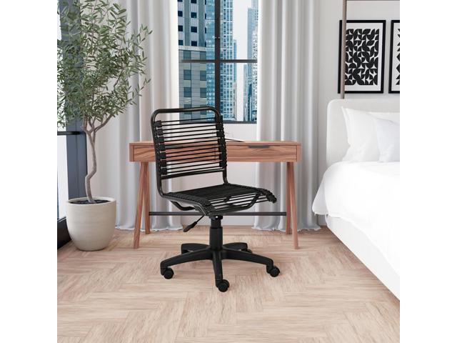 EURO STYLE Bungie Round Low Back Office Chair in Black with Graphite Black Frame and Base, Non-Tilt, 360° Swivel, Adjustable Height, Suitable for...