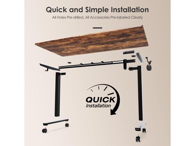 Monomi Electric Height Adjustable Standing Desk, 48x24 Inches Ergonomic Home Office Sit/Stand Up Desk (Black Steel Frame/Rustic Brown Top)