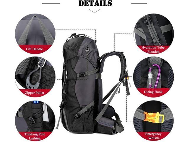 Bseash 60L Waterproof Hiking Camping Backpack with Rain Cover, Large Outdoor Sport Travel Daypack Rucksack for Climbing