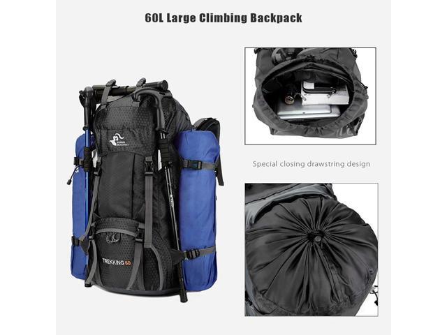 Bseash 60L Waterproof Hiking Camping Backpack with Rain Cover, Large Outdoor Sport Travel Daypack Rucksack for Climbing