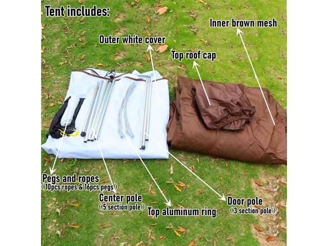 Latourreg Outdoor 4 Season Double Layers 12FTx10FTx8FT Yurt Tent Camping Teepee Tent Waterproof Adult Tipi Tents for Family Camping with 3-4 Person.