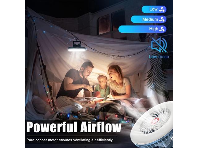 Portable Camping Fan with LED Lantern XTAUTO USB Rechargeable Waterproof Tent Fan with Hanging Hook Magnet Survival Kits for Indoor Outdoor Hiking...