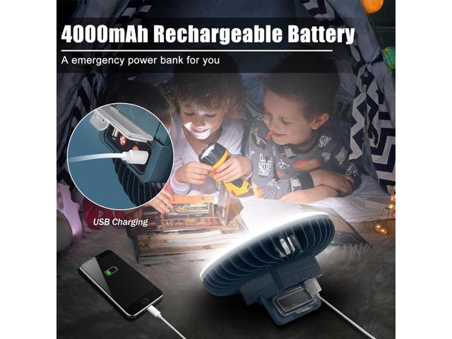 Portable Camping Fan with LED Lantern XTAUTO USB Rechargeable Waterproof Tent Fan with Hanging Hook Magnet Survival Kits for Indoor Outdoor Hiking...
