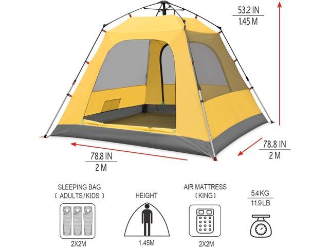 KAZOO Camping Tents 3 Person Waterproof Instant Tents 3 People Cabin Tent Easy Setup with Sun Shade Automatic Aluminum Pole