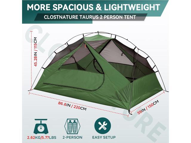 Clostnature Taurus 2 Person Backpacking Tent - Lightweight Two Person Tent for Backpacking, Easy Set Up Waterproof Camping Tent for Adults, Kids,...