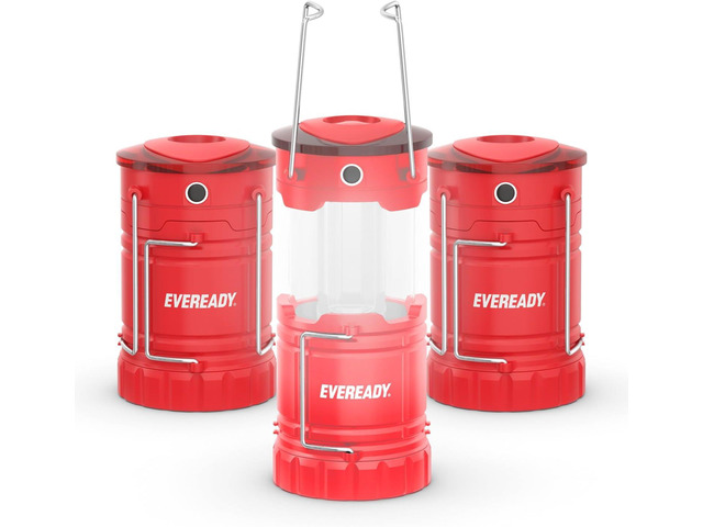 Eveready LED Camping Lantern 360 PRO (3-Pack), Super Bright Tent Lights, Rugged IPX4 Water Resistant LED Lanterns, 100 Hour Run-time (Batteries...
