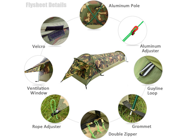 GEERTOP Ultralight Single Person Bivy Tent for Camp Waterproof 1 Man Tent for Camping Hiking Backpacking Hunting Outdoor Survival Gear - Easy Set Up
